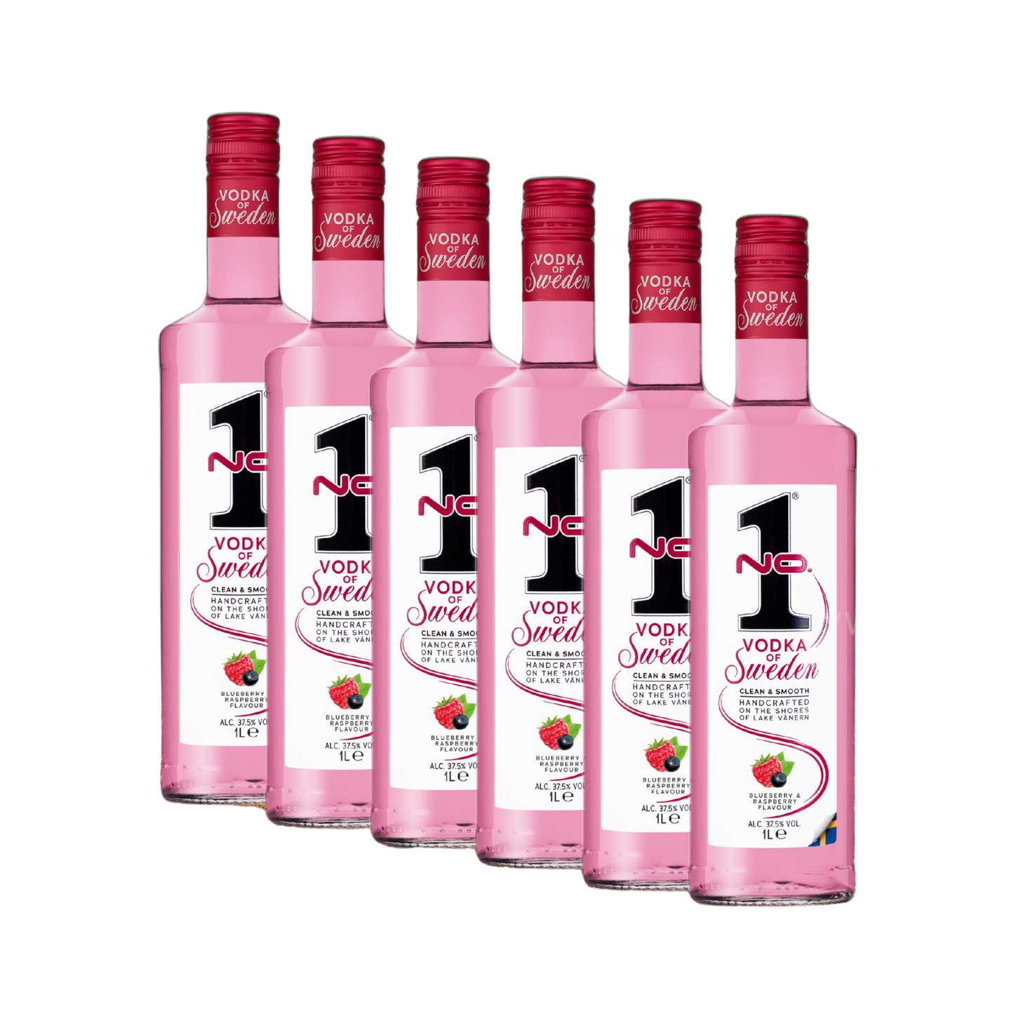 No.1 Vodka Raspberry Blueberry 37,5 % vol. 6 x 1 L – Beeren Vodka Vorteilspack