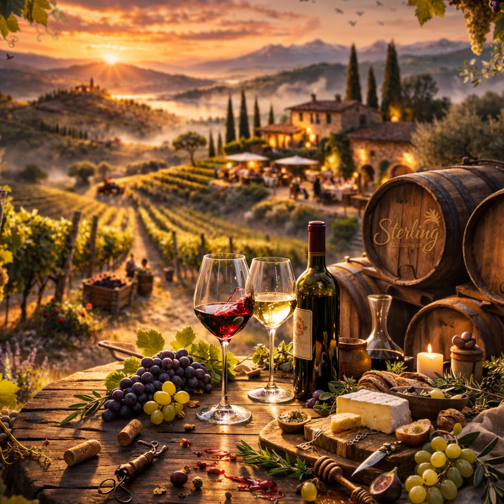 Wein Fass Gläser Weinberg Flasche Abendstimmung Weingut Trauben Käse