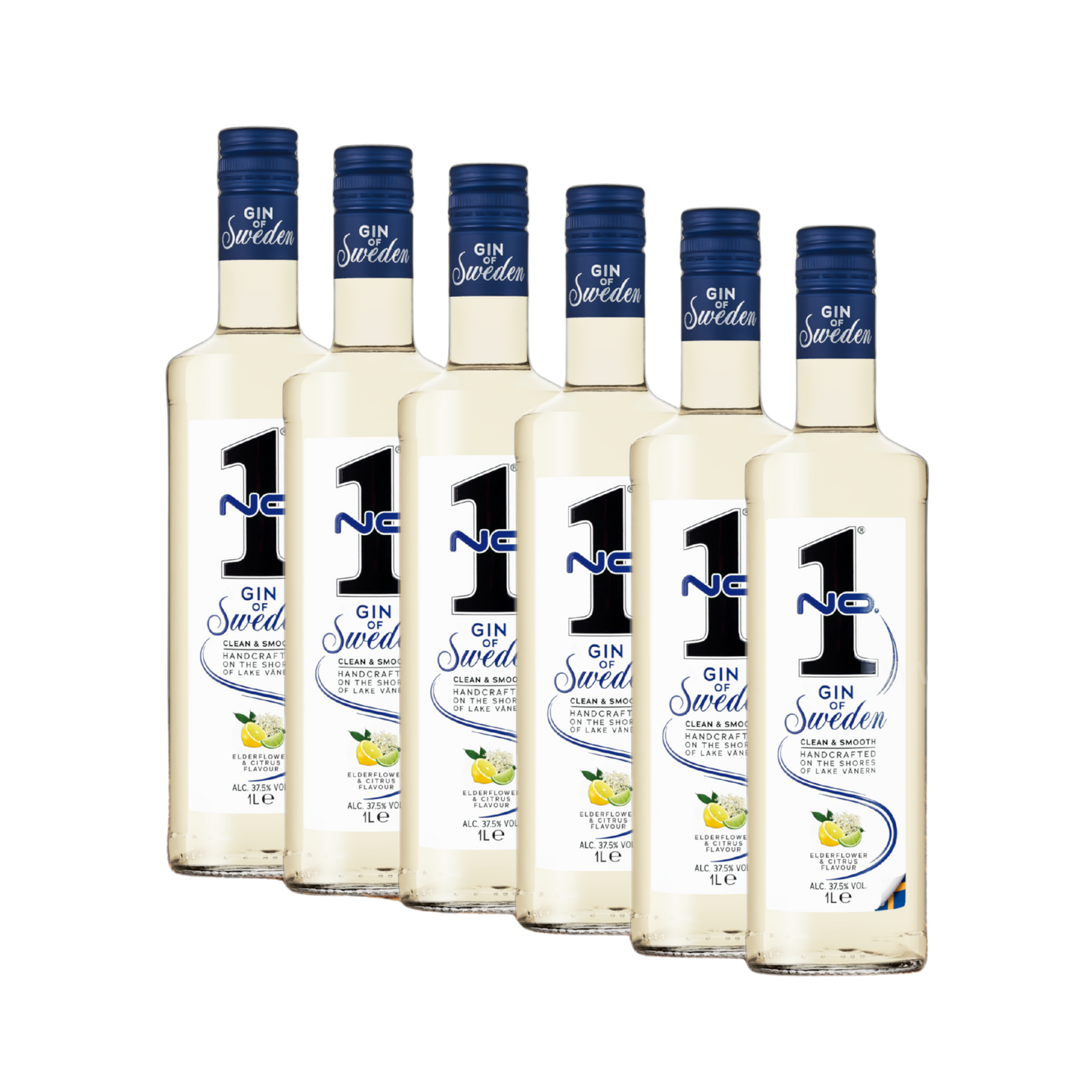 No.1 Gin Elderflower Citrus 37,5 % vol. 6 x 1 L – Fruchtiger Gin Vorteilspack