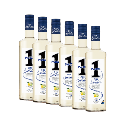No.1 Gin Elderflower Citrus 37,5 % vol. 6 x 1 L – Fruchtiger Gin Vorteilspack