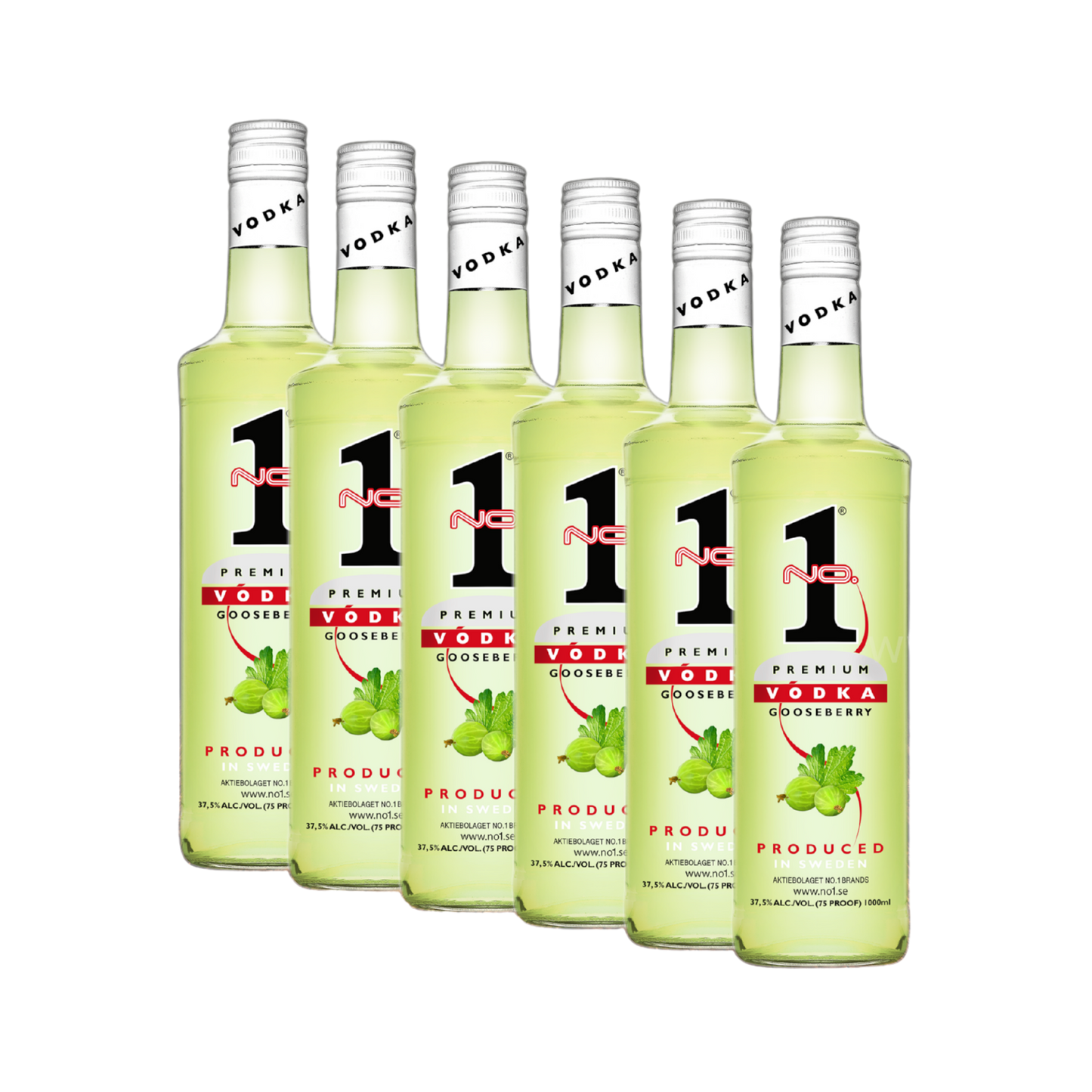 No.1 Vodka Gooseberry 37,5 % vol. 6 x 1 L – Fruchtiger Vodka Vorteilspack