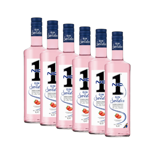 No.1 Gin Strawberry 37,5 % vol. 6 x 1 L – Erdbeer Gin Vorteilspack