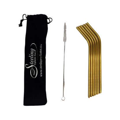Edelstahl Trinkhalm Set 6x215 mm
