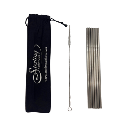Edelstahl Trinkhalm Set 6x215 mm
